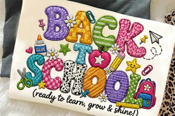 Back to School Embroidery Typography PNG: A Design Asset for Creative Projects