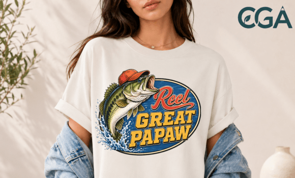 Celebrate Papaw with This Reel Great Bass Fishing PNG Design