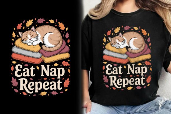 Eat Nap Repeat Cat Thanksgiving T-Shirt: A Playful Design for the Season