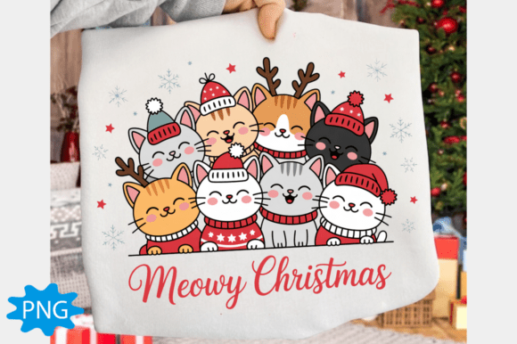 Meowy Christmas PNG: Festive Cat Design for Holiday Projects