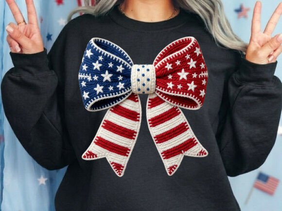 Patriotic Bow Stars Yarn Tshirt Png: A Designer’s Festive Asset