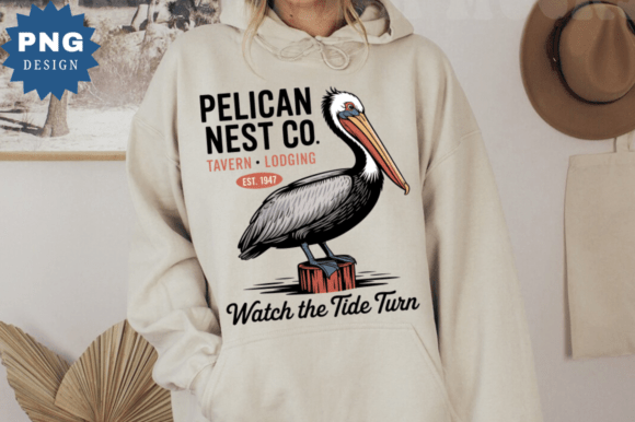 Pelican Nest Vintage PNG: Coastal Charm for Your Designs