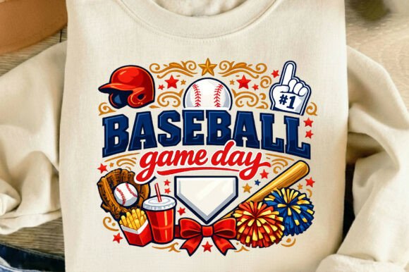 Retro Cute Baseball Game Day Sports PNG