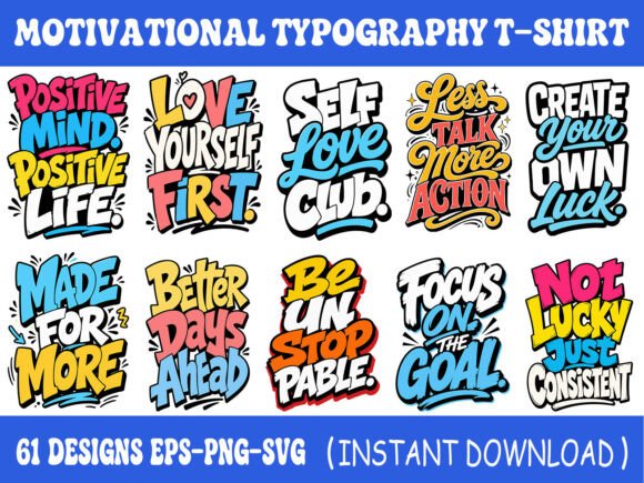 Typography Quotes T-Shirt Design Bundle: Bold, Hand-Lettered Inspiration