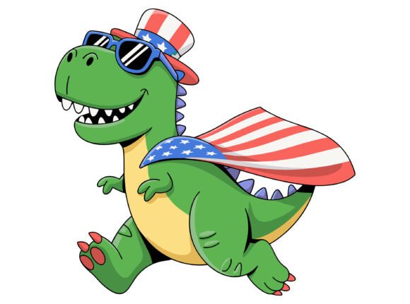 Unleash Prehistoric Fun: Cute USA Dinosaur Kids T-Shirt Design