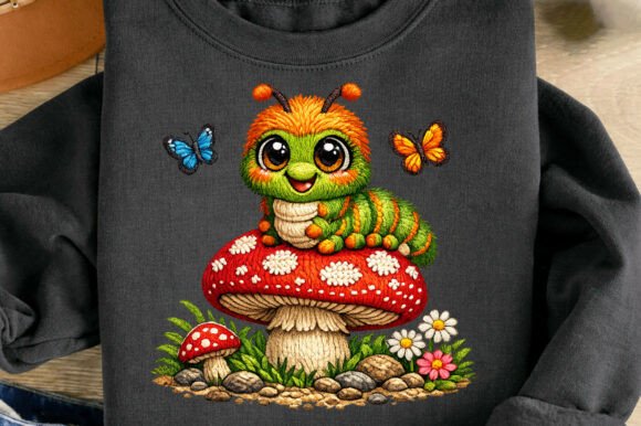 Whimsical Caterpillar Faux Embroidery: Bringing Cozy, Textured Charm to Your Designs